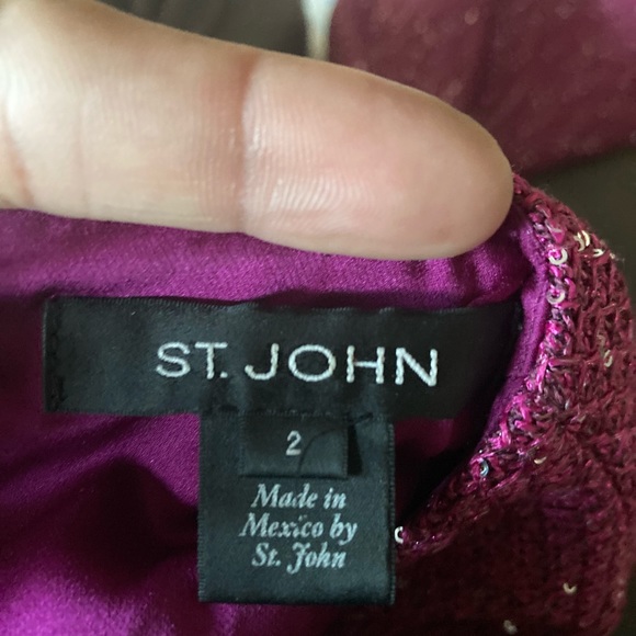 St. John Wool/Sequin V Neck Dress - Picture 5 of 8